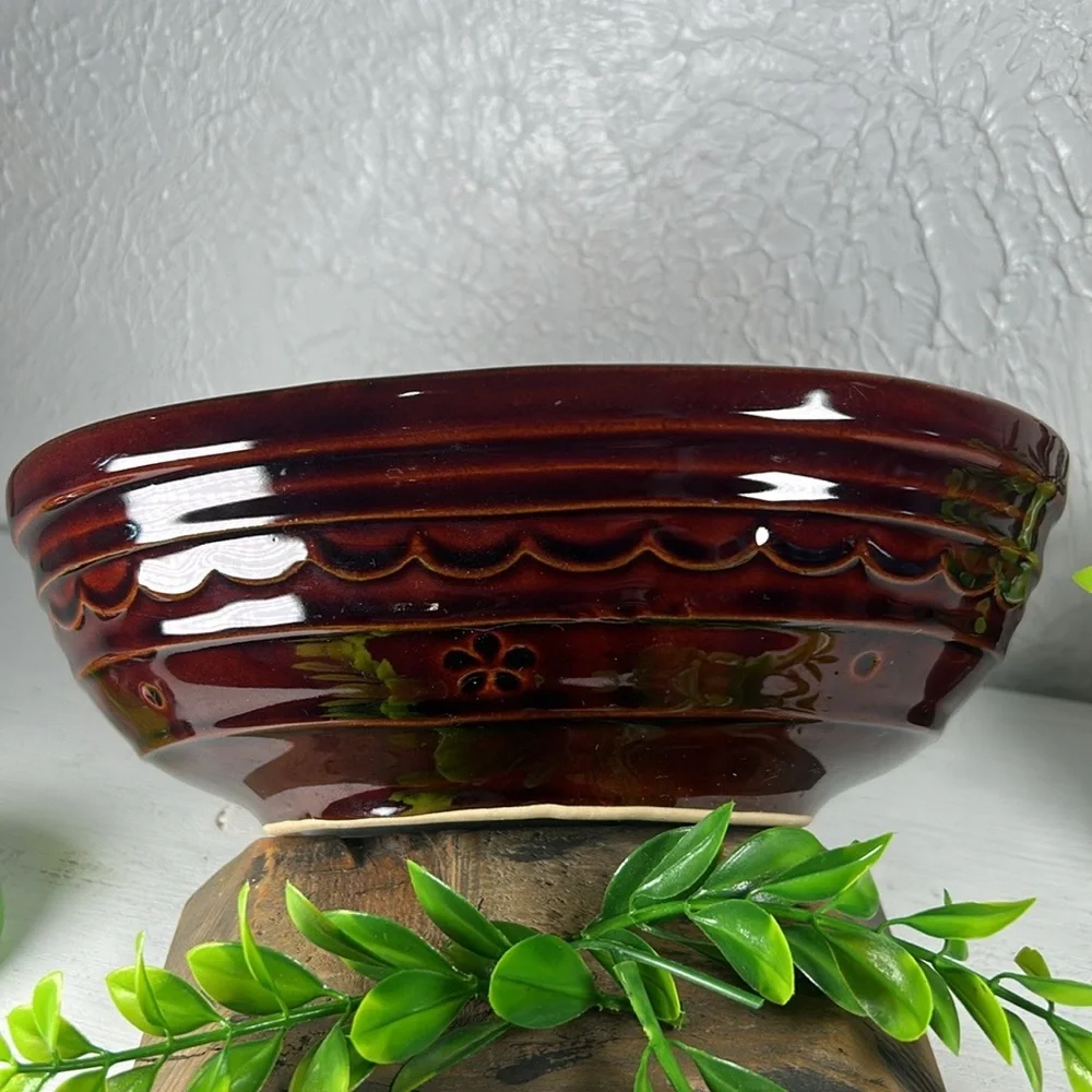 Marcrest Daisy Dot Divided Stoneware Serving Dish Bowl VTG Farmhouse Country